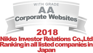 WITH GRADE AA Corporate Websites 2018 Nikko Investor Relations Co.,Ltd. Ranking in all listed companies in Japan