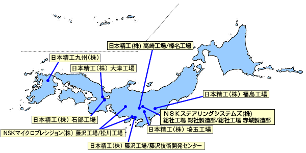 日本の主な生産拠点