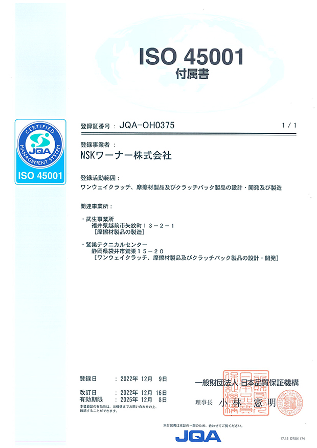 労働安全衛生マネジメントシステム ISO45001付属書